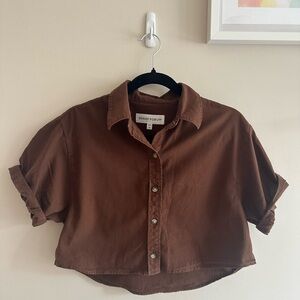 Denim Forum Brown Button-down Top